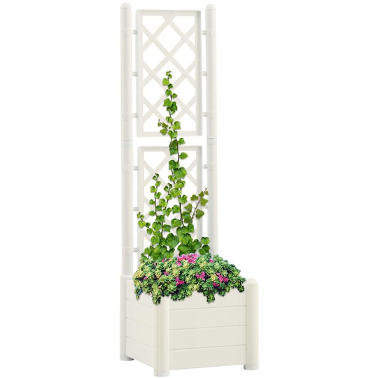 Topdeal - Garden Planter with Trellis 43x43x142 cm pp White FF313979_UK