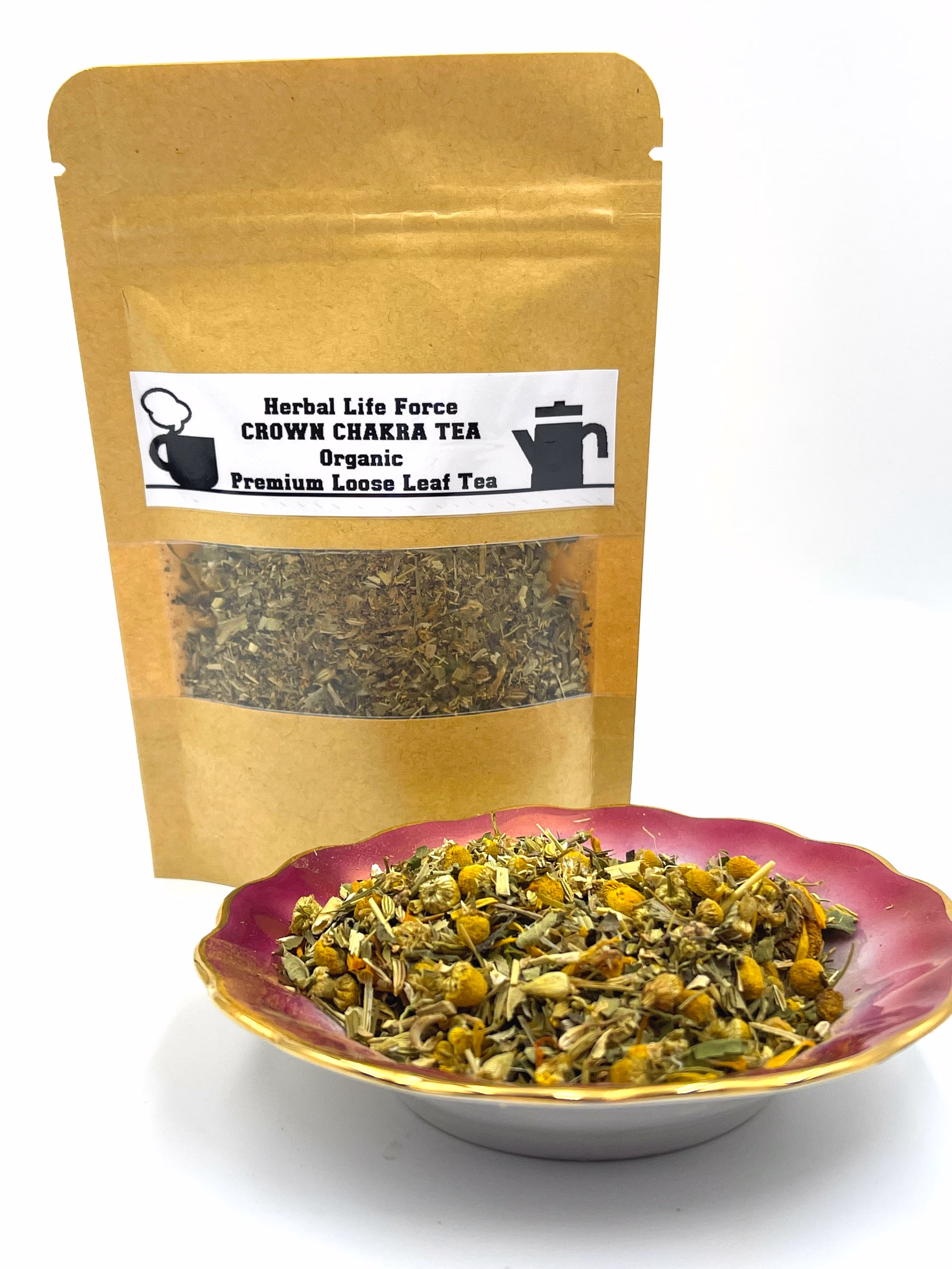 Crown Chakra Herbal Organic Premium Loose Leaf Tea /Infused With Lepidolite Stone/Spiritual Awakening/Caffeine Free