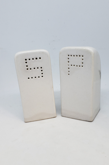 Vintage Art Deco Salt & Pepper Shakers Gloss White Stoneware