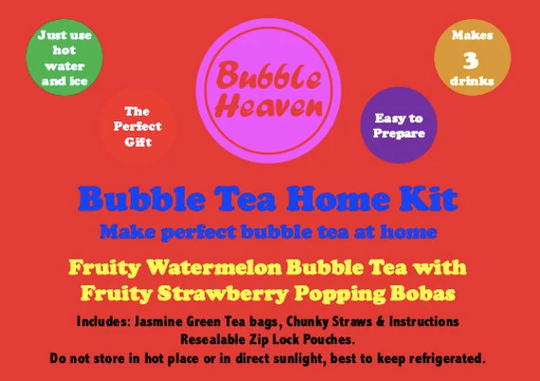 Fruity Watermelon Bubble Tea With Strawberry Popping Bobas