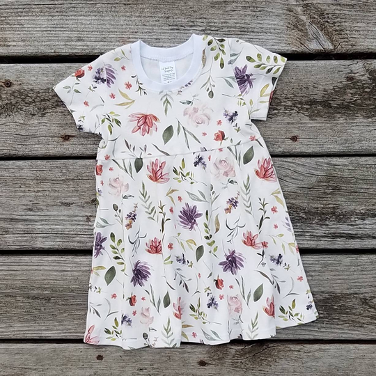 Organic Cotton Wildflower Baby Girl Dress - Special Occasion Toddler Summer Shower Gift Handmade Floral