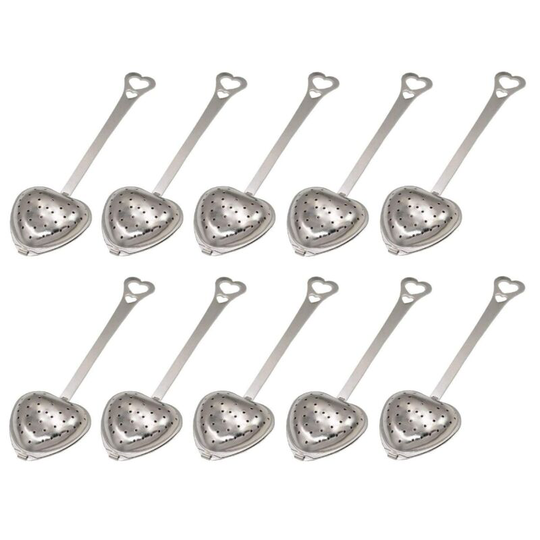 10 piece tea filter heart shaped tea filter long spoon 304 stainless steel tea filter