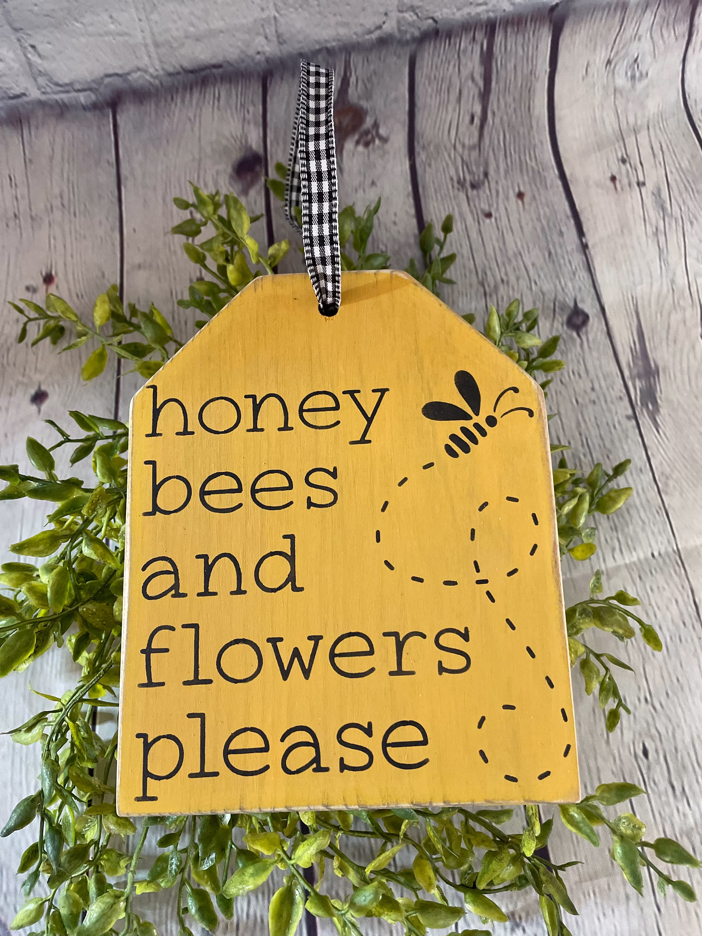 Tiered Tray Decor/Wood Sign Honey Bees/Mini Sign/Home Decor/Seasonal Decor/Summer Decor/Bee Theme/Spring Tag/Peg Hanger