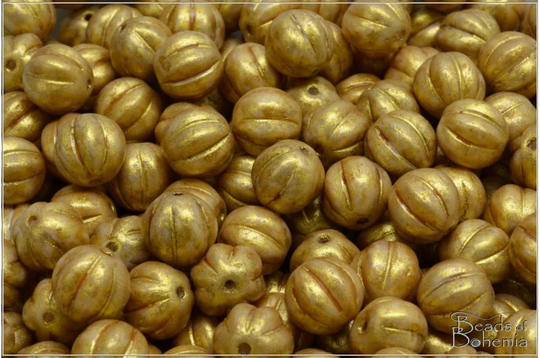12 Pcs Chalk Herbs&spices Curry Czech Glass Melon Beads 8 Mm | 12280