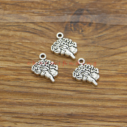 30Pcs Brainpendants Charms Organ Charm Antique Silver Tone 14x16mm Cf4454