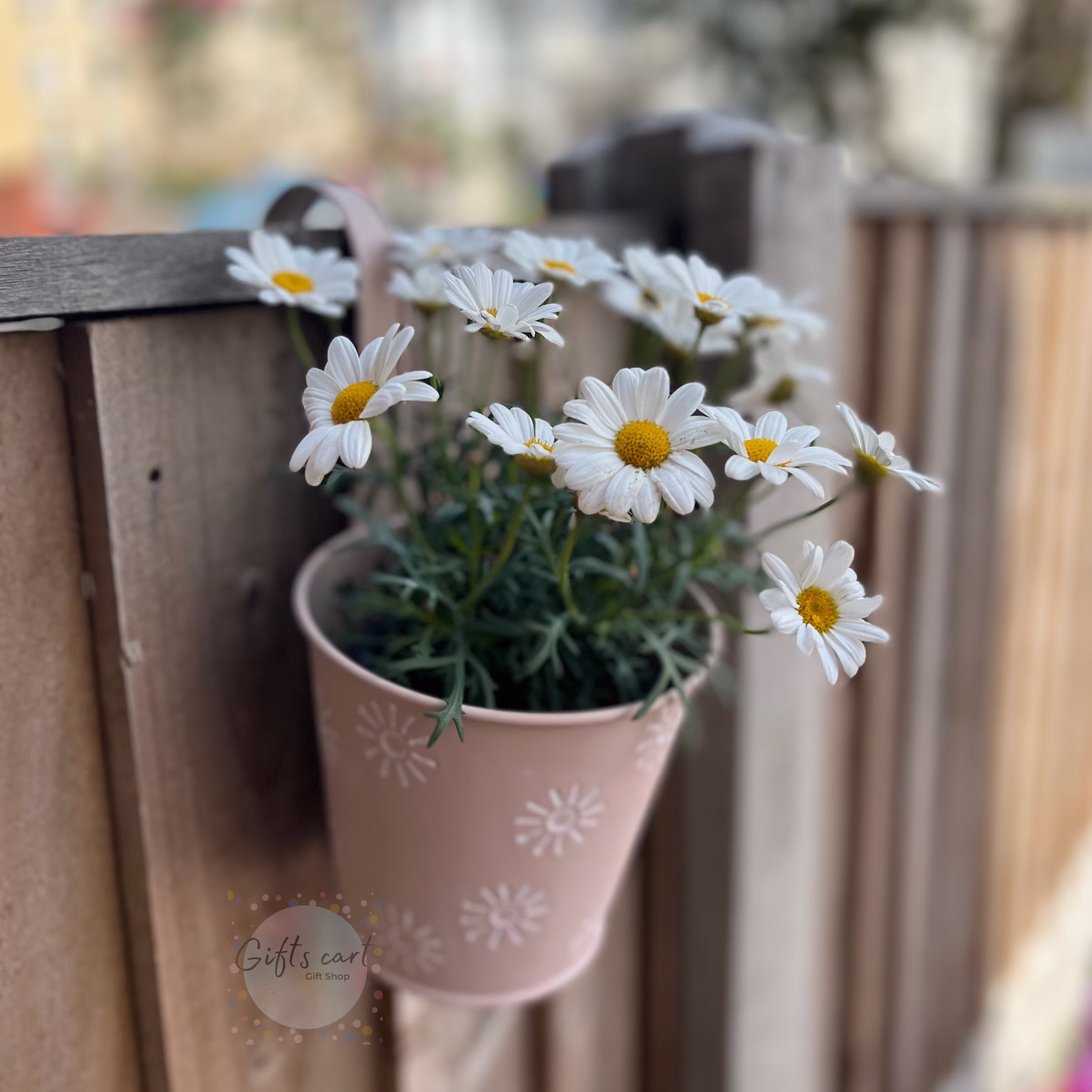 Beige Hanging Planter Outdoor Metal Pot Garden Bright Accessories Fence Balcony Herbs