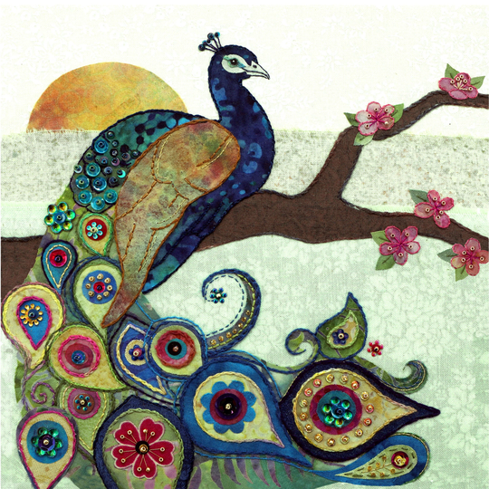 Fabric Panel - Peacock Print Organic Cotton