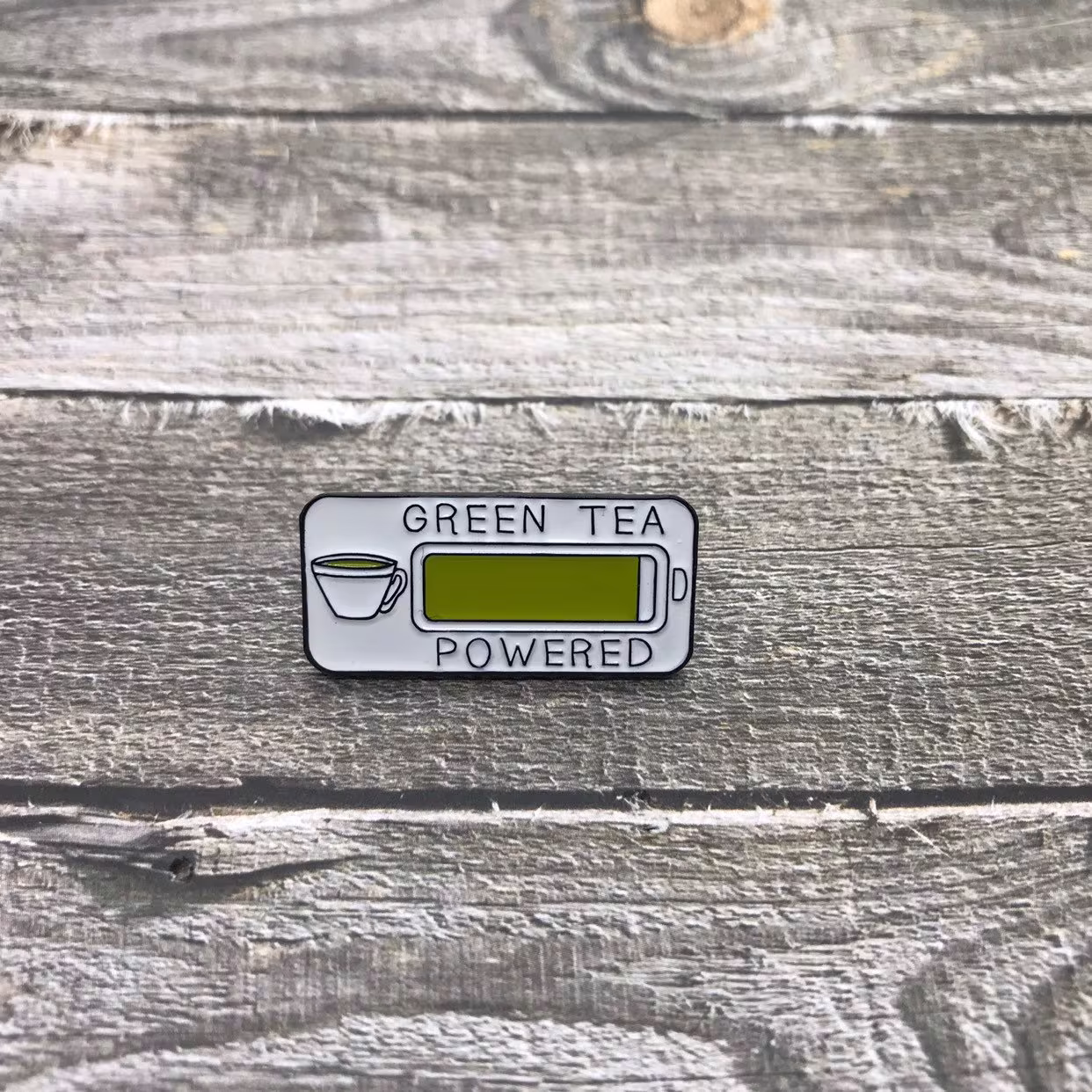 Green Tea Powered Enamel Pin | Plant Based Gift| Stocking Filler Gift Lapel Pin, Badge