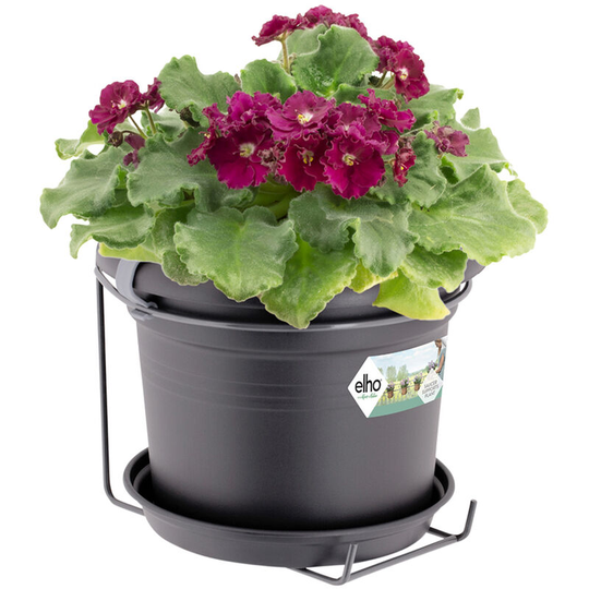 Flower Pot Green Basics Potholder 19x15cm Round Balcony Bracket Planter Plant Container Black
