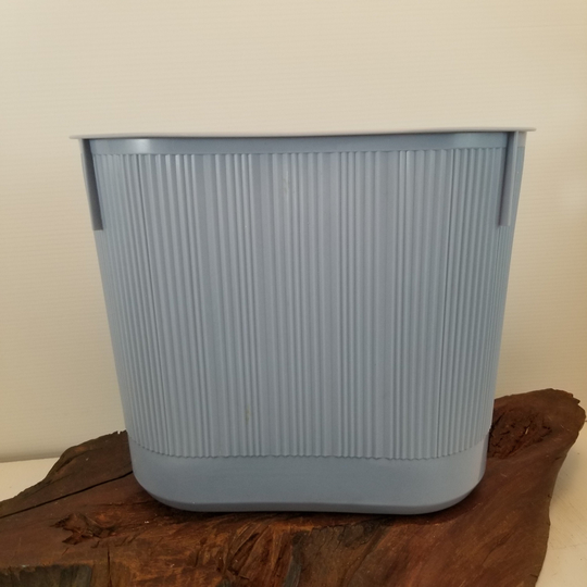 Vintage Country Blue Rubbermaid Trash Bin, Bathroom Size Garbage Pail , Powder Room Decor Oval Textured Bin