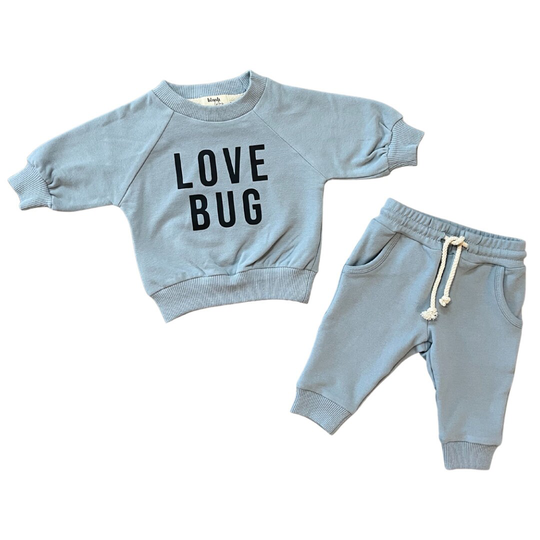 Organic Love Bug French Terry Baby & Toddler Outfit Set | Sweatsuit Two Piece Jogger Lounge Set Gender Neutral Basics, Apparel