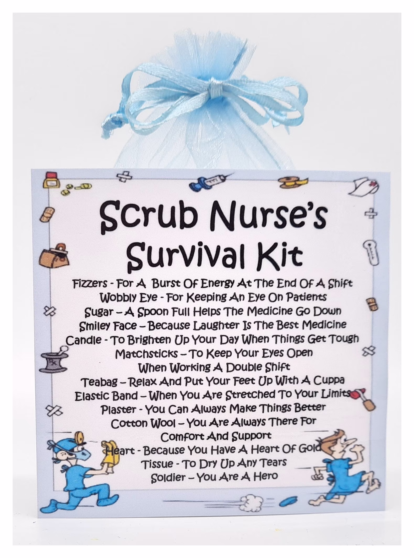 Scrub Nurse's Survival Kit - Fun Novelty Gift & Card Alternative/Present Birthday Greeting Cards Unique Secret Santa