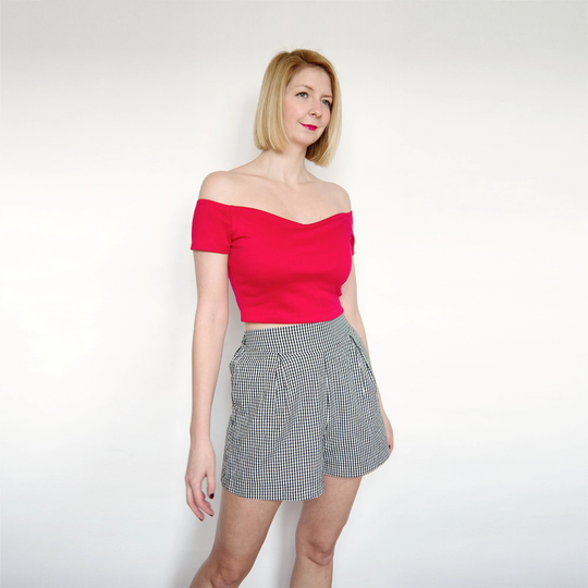 Betty | Organic Cotton Women's Shorts. Gingham High Waisted Checked Summer Clothing