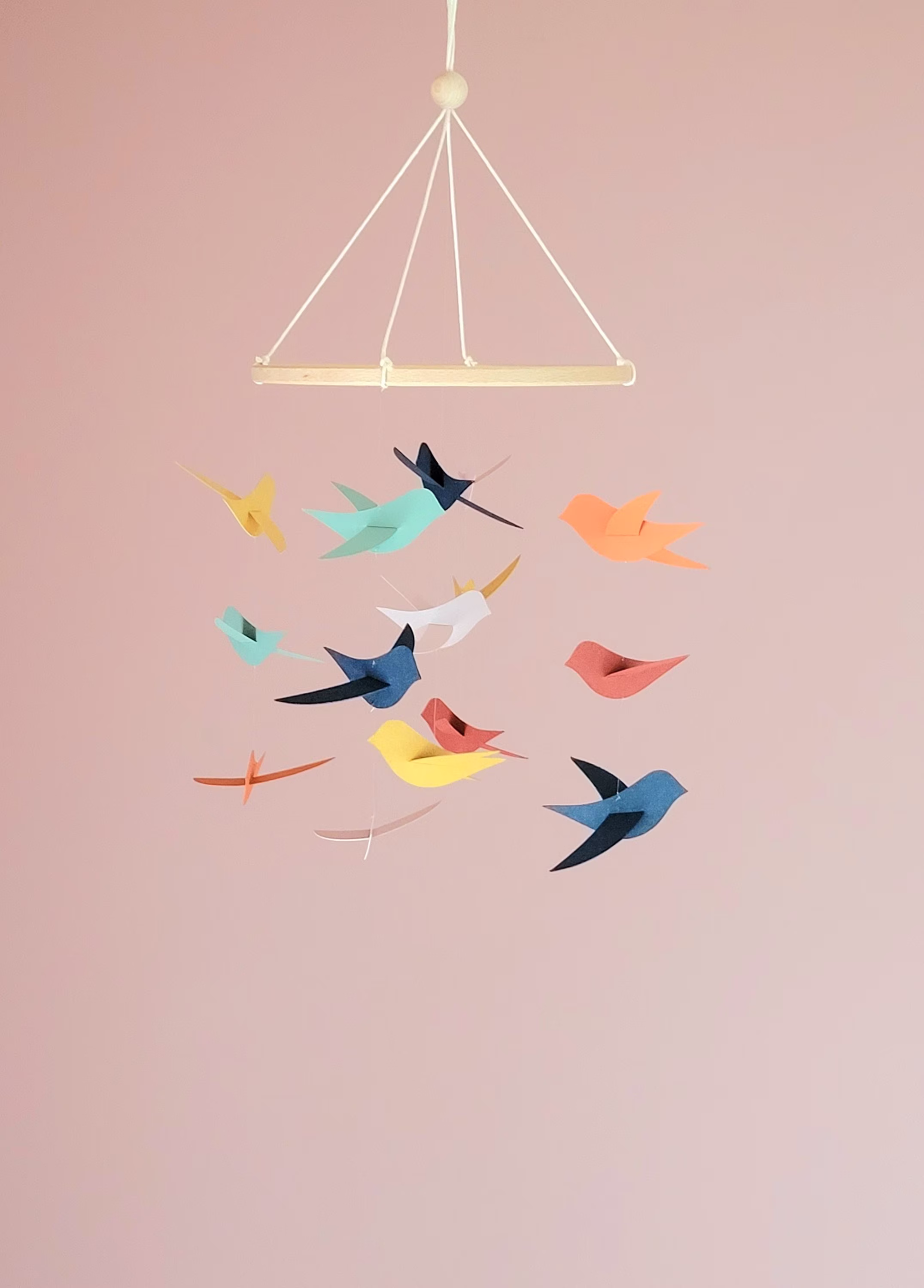 Nursery Decor Gifts For Kids Birds Mobile Baby Shower Eco Friendly 15 Birds 20x45cm