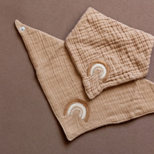 Baby Bib Organic Cotton Muslin Latte