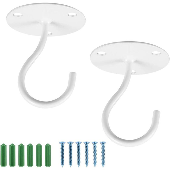 2PCS Ceiling Hook for Hanging Plants Heavy Duty Wall Mount Screw in Ceiling Hook for Hanging Bird Feeders,Lanterns,Wind Chimes,Planters,Outdoor