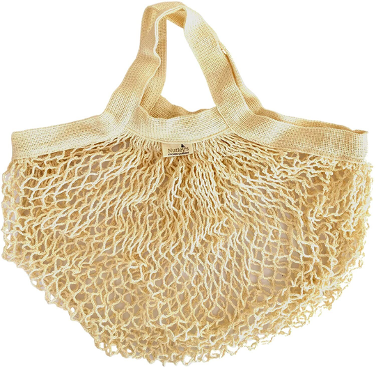 Nutley's Short Handled Organic Cotton String Shopping Bags | Zero Waste Living Mesh Grocery Net Bag Farmers Market Biodegradable Storage