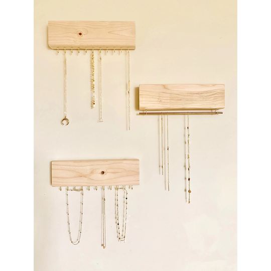 Wood Jewelry Hanger [Set Of 3] | Necklace Holder Hanging Organizer Stand Earring Wall