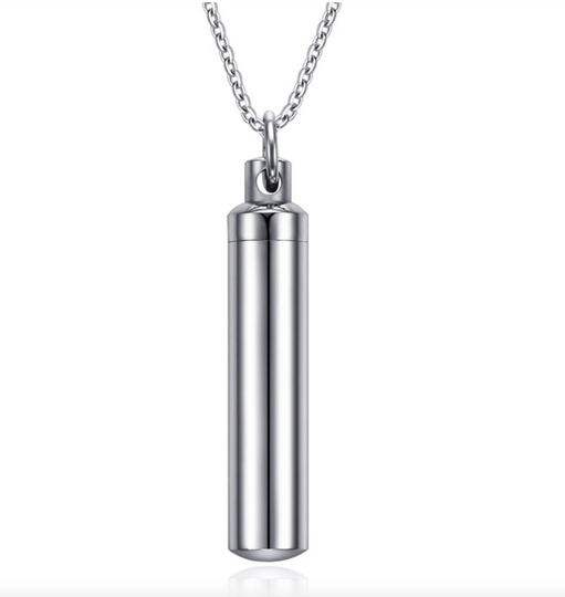 Capsule Pendant Necklace Silver Colour Opening Cylindrical Pendants Stainless Steel Remembrance Jewellery Medicine Capsule
