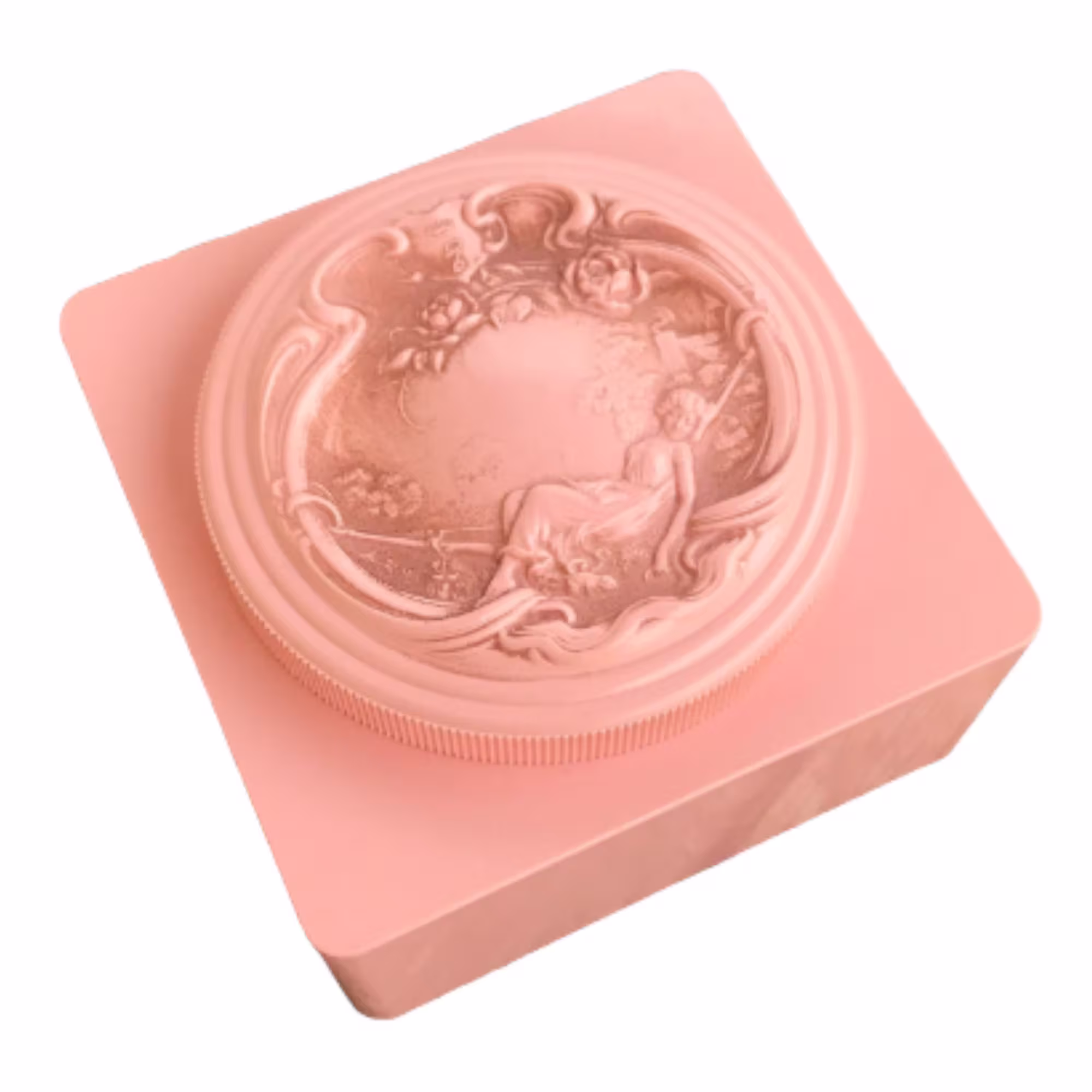 Ivy Ann Pink Plastic Cameo Style Vanity Bath/Face Powder Box