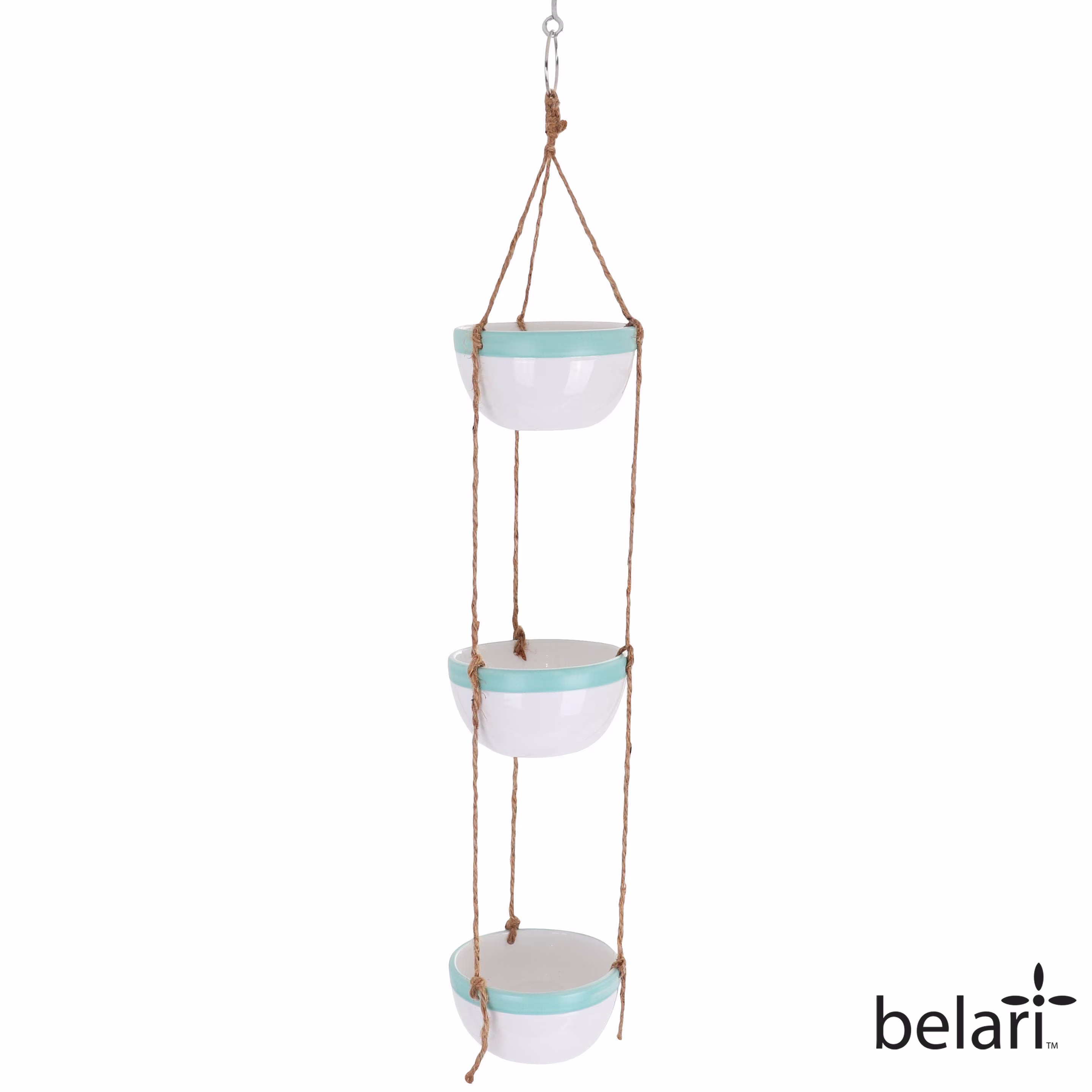 3 Pot Hanging Planter Set - Pots For Plants Baskets Basket Ceramic Planters