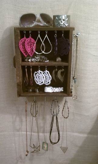 Upcycled Jewelry Organizing Display | Wood 2-Section Drawer