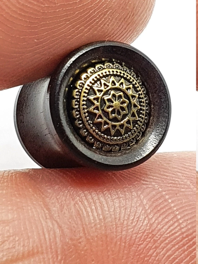 Mandala 10mm Tunnel Organic Ebony Wooden Plug, Flesh Tunnel, Plug 0 Gauge Bronzed Piercing Boho Cottage X 1