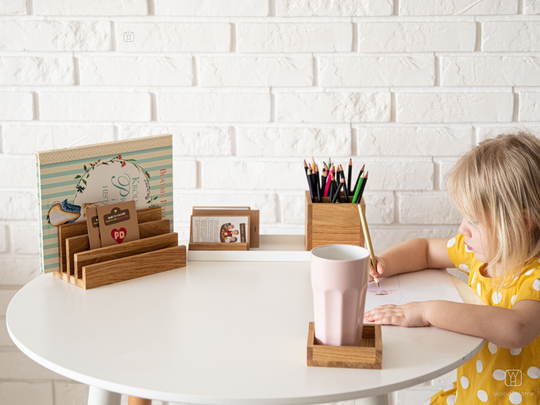 White Metal Tray, Kids Storage, Desk Organisers, Phone Holder, Paper Desk, Solid Oak Wood, Powder Coated Steel, Home Office, Cozy
