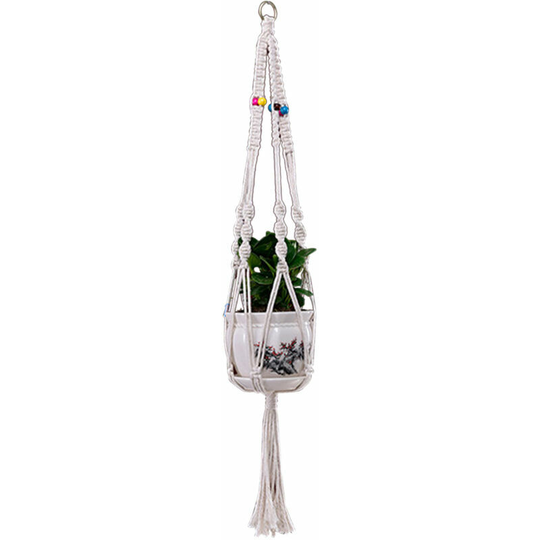 Macrame Plant Hanger With Tassels Weaves Flower Decorative Pot Holder Indoor Outdoor Hanging Planter Basket Handmade Cotton Rope Garden Decor, Type 3