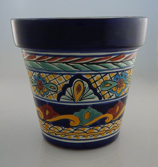Mexican Ceramic Flower Pot Planter Folk Art Pottery Handmade Talavera # 10