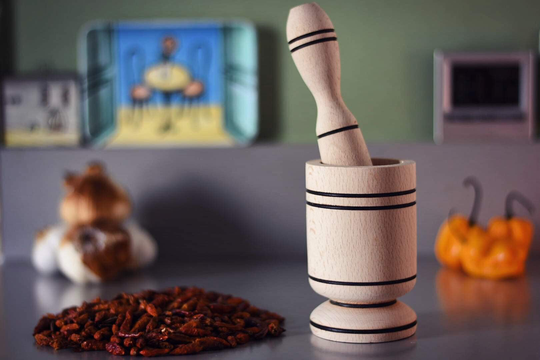 Mortar & Pestle Made Out Of Beech Wood