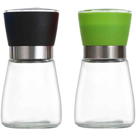 Salt And Pepper Grinder Set (4 Pcs)-Durable Stainless Steel Salt And Pepper Grinder-Spice Grinder black+green