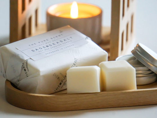 6 Cubed Sage & Sea Salt Soy Wax Melts, 85G, Handmade in London, Minimalist Wax Melts, Cube Gifts, Home Decor, Melt Gifts