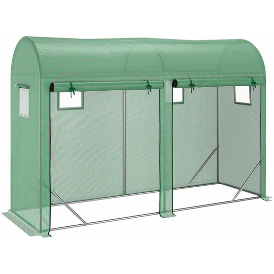 Garden Plant Tomato Growth Greenhouse w/ 2 Doors 4 Windows 3 x 1 x 2m - Green - Outsunny