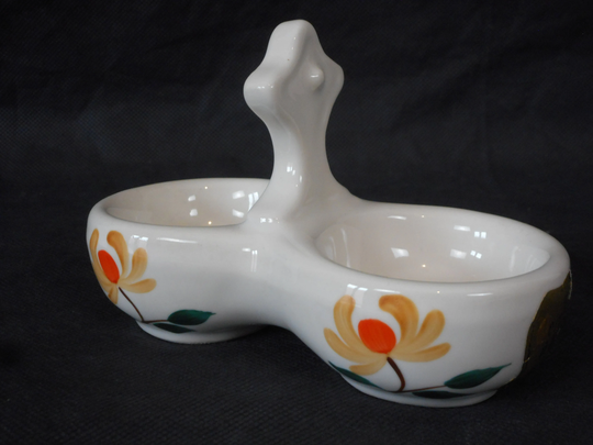 Vintage French Hand Painted Porcelain Table Salt Cellar/Tableware