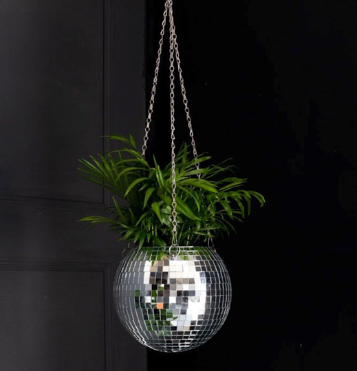 Disco Ball Planter Hanger, Hanging Unique Plant Pot, Funky Retro Round Disco Vase, Boho Décor, Creative Wall Hanging Planters