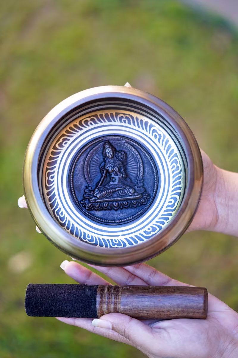 Seasonal Sale -Singing Bowl With White Tara | Sound Meditation - Tibetan Therapy Best Quality Singing