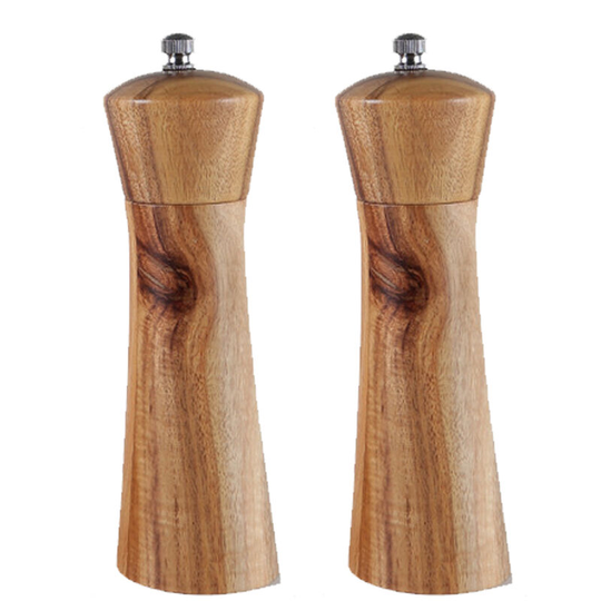 Salt and Pepper Grinders Set, Acacia Wooden Salt and Pepper Mills Shakers Kit Ceramic Rotor 2pcs6 inch (color box)