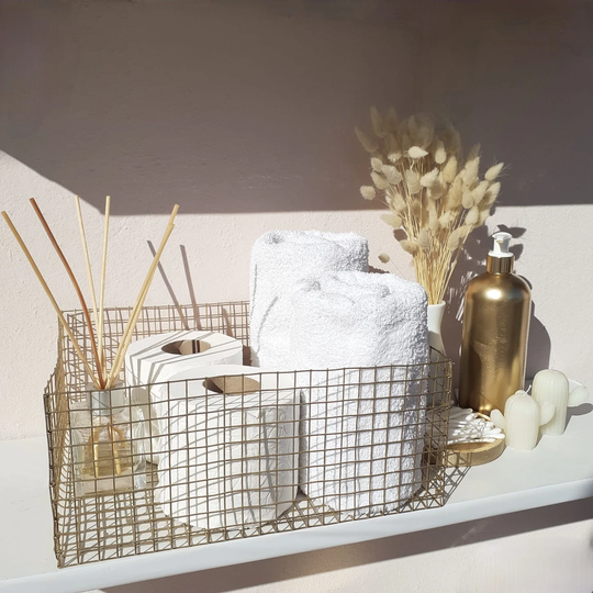 Large Gold Wire Basket/ Multi-Purpose Basket in The Kitchen, Bathroom/storage Metal Black Basket Golden Organizer