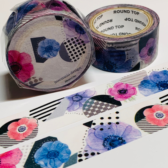 Jewel Tones Pansies By Insomnia Designs Washi Tape ~ 1 Roll 20mm X 7M | 23 Feet