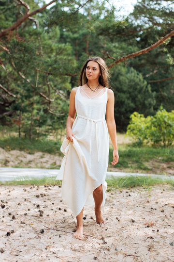 Organic Cotton Goddess Dress ~ Boho Wedding Kundalini Ceremony For Women Beach Shamanic Clothing /Innama
