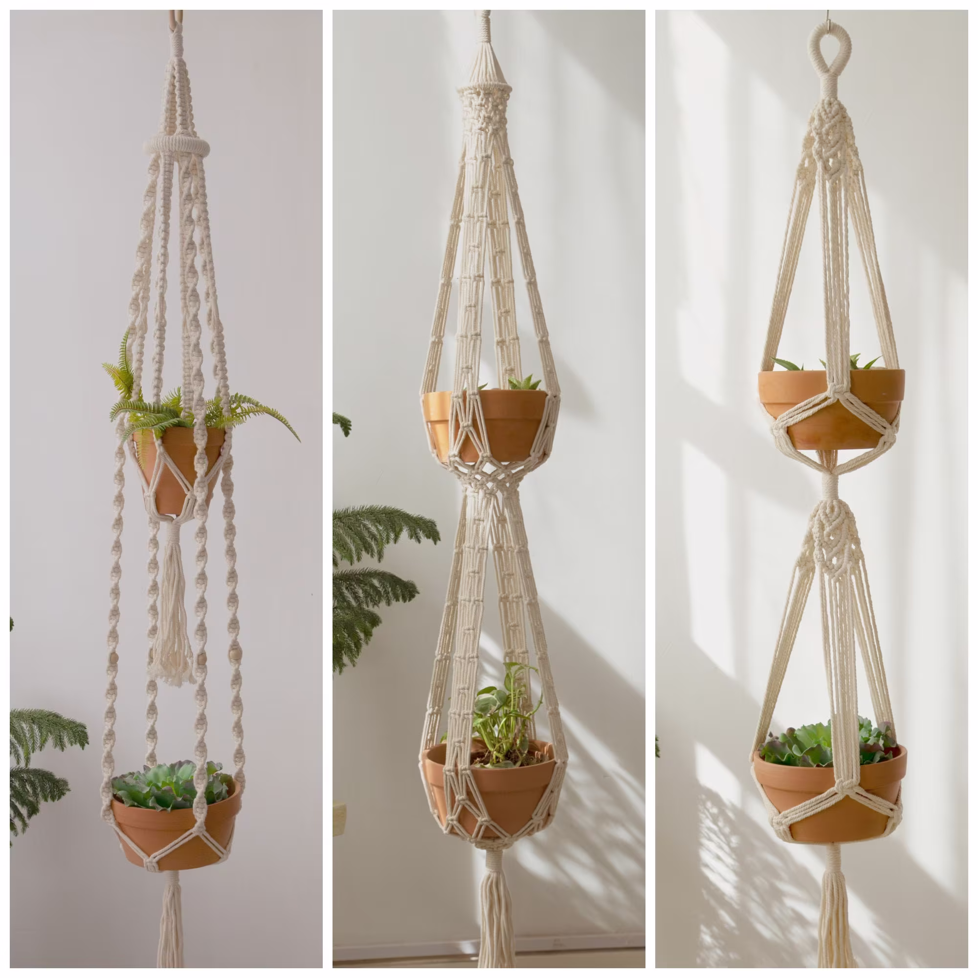 Macrame Plant Hanger, Large Hanging Planter, Indoor Garden Decor, Double Rope Plant Lover Gift