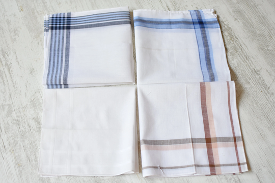 Never Used=Set Of 4 Large Vintage Organic Handkerchief//New Men's Handkerchief/100% Cotton//Men's Gifts//Man Condition
