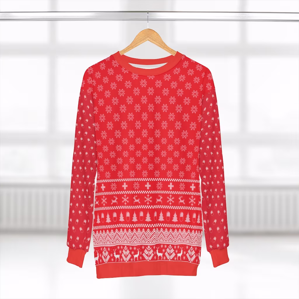 Medical Themed Ugly Christmas Sweater - Unisex, Medicine Decor, Gift For Doctors, Pharmacist, Nurses, Hospital Staff, Winter Holiday