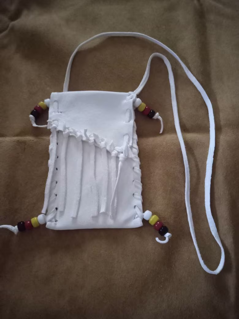 Leather Medicine Bags, White Buckskin, Bag, Possibles Bag