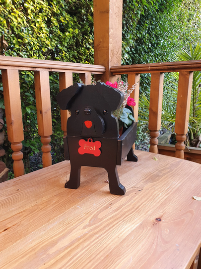 Black Pug Pet Planter, Birthday Gift