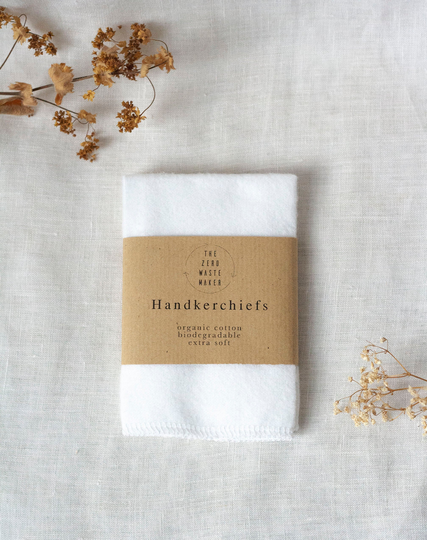 Handkerchiefs/Reusable Tissues Organic Or Recycled Cotton Zero Waste Sustainable Eco Friendly Gift For Him Anniversary 9x9'