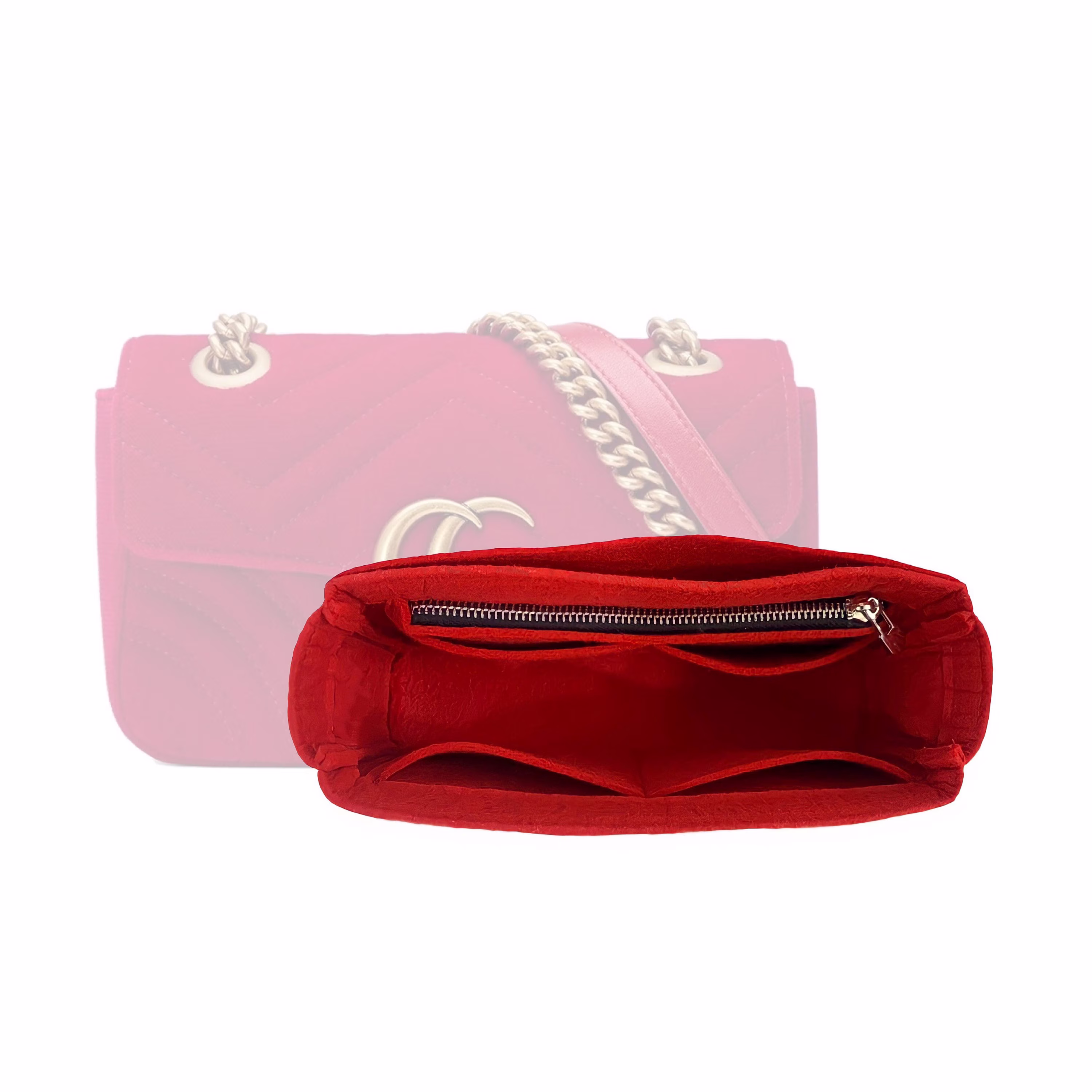 Marmont Bag Organizer With Zipper Pocket/Insert Felt Customizable Handmade Handbag Sturdy Purse Liner Base Protector Snug