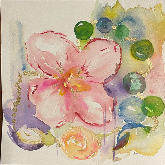 Original Signed Watercolor Abstract "Butterfly in Nature" - 8"x8