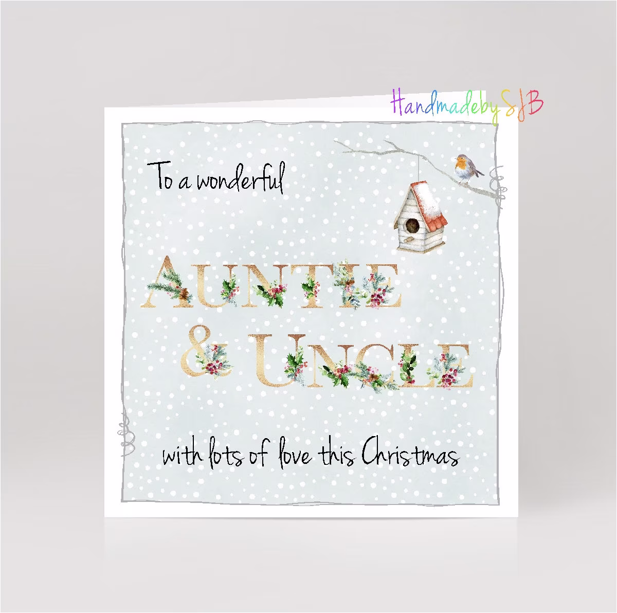 Auntie & Uncle Christmas Card, "To A Wonderful' Greeting 6" X 6
